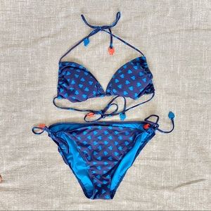 Marc By Marc Jacobs Gone Fishing String Bikini Set Blue Large